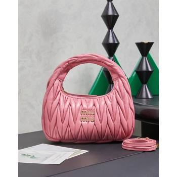 Miu Miu Wander Matelasse Nappa Leather Hobo Mini bag 5BC125 Begonia Pink 2026 0407 (MHUI-260407033)