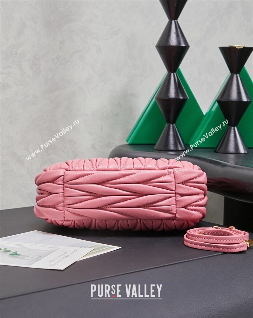 Miu Miu Wander Matelasse Nappa Leather Hobo Mini bag 5BC125 Begonia Pink 2026 0407 (MHUI-260407033)