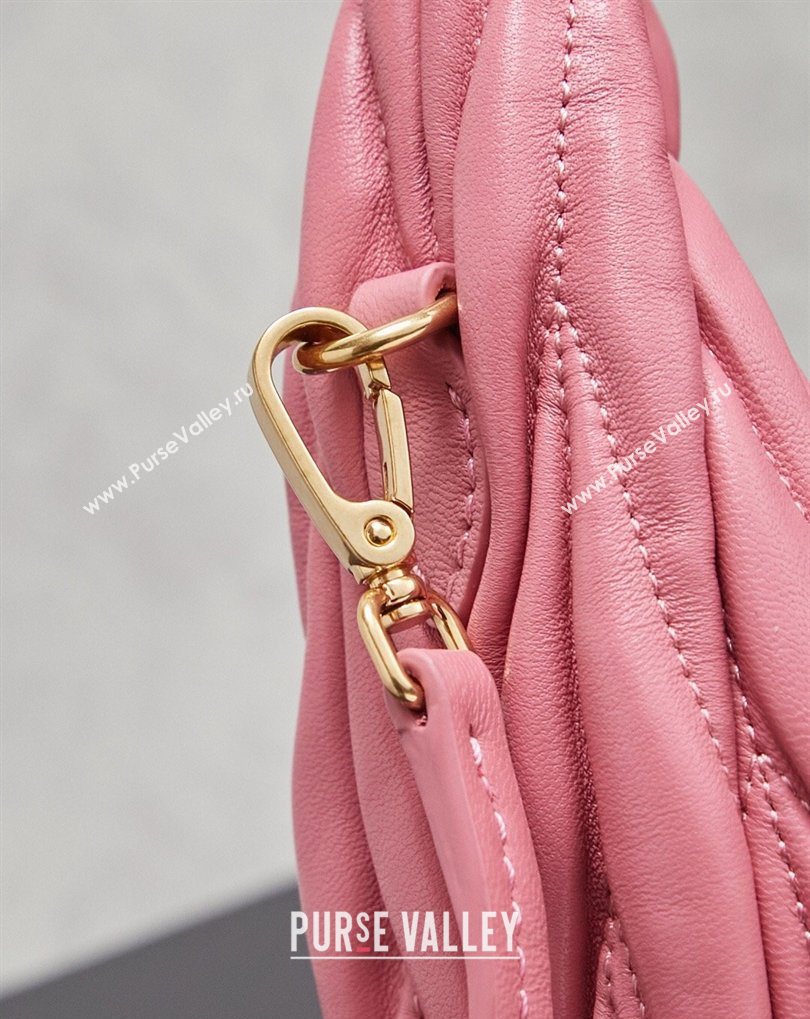 Miu Miu Wander Matelasse Nappa Leather Hobo Mini bag 5BC125 Begonia Pink 2026 0407 (MHUI-260407033)