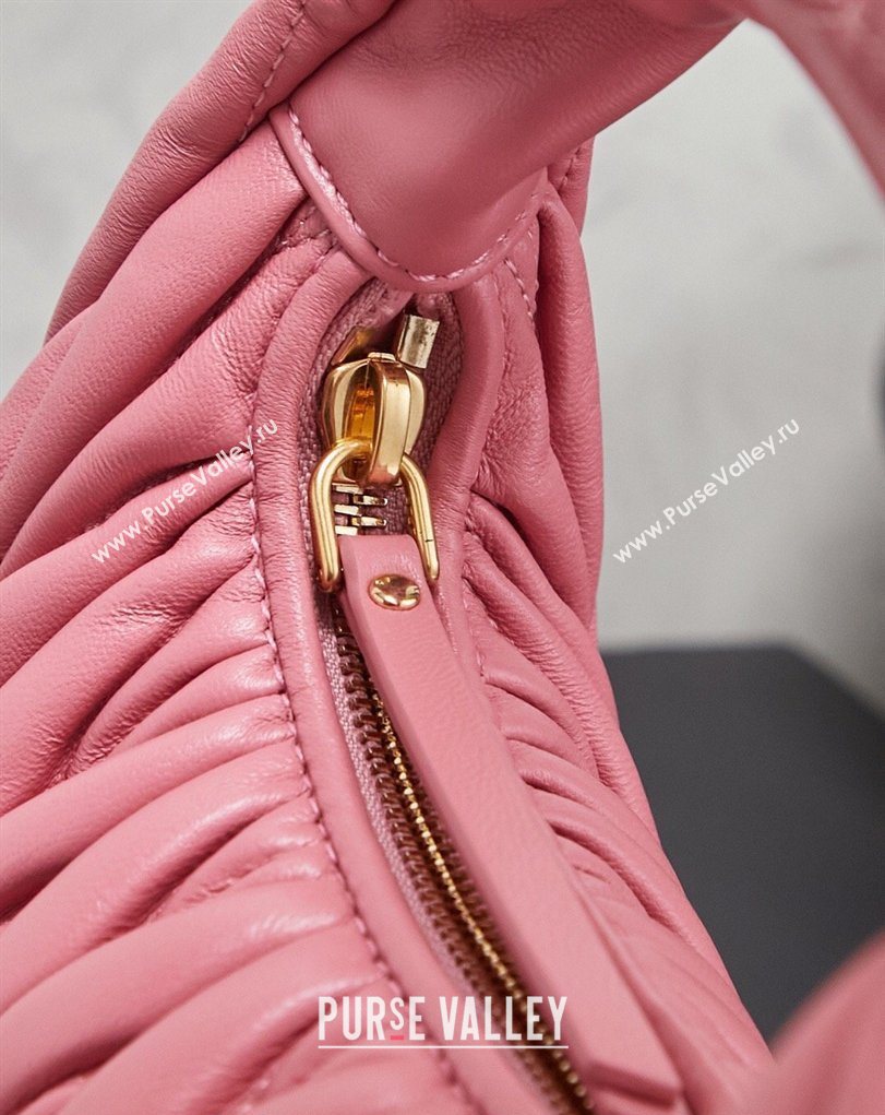 Miu Miu Wander Matelasse Nappa Leather Hobo Mini bag 5BC125 Begonia Pink 2026 0407 (MHUI-260407033)