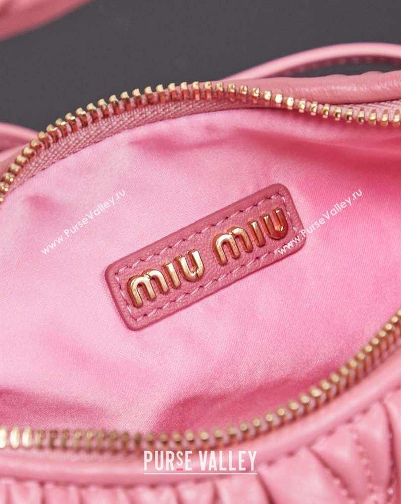 Miu Miu Wander Matelasse Nappa Leather Hobo Mini bag 5BC125 Begonia Pink 2026 0407 (MHUI-260407033)