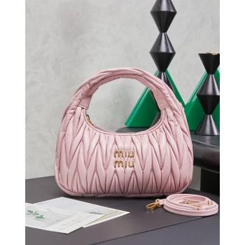 Miu Miu Wander Matelasse Nappa Leather Hobo Mini bag 5BC125 Snow Pink 2026 0407 (MHUI-260407034)