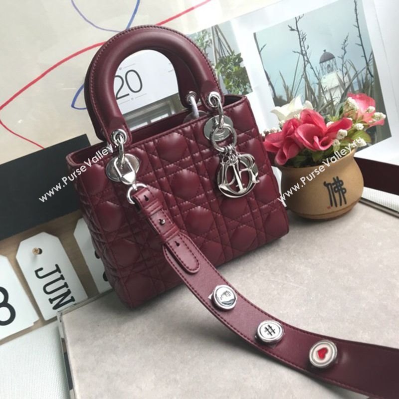 Dior Small Lady Dior My ABCDior Bag in Cannage Lambskin Burgundy/Silver 2025 M0532 0806 (JPH-250806030)