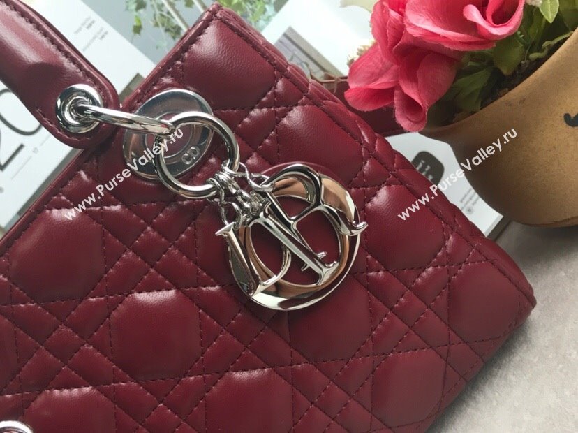Dior Small Lady Dior My ABCDior Bag in Cannage Lambskin Burgundy/Silver 2025 M0532 0806 (JPH-250806030)