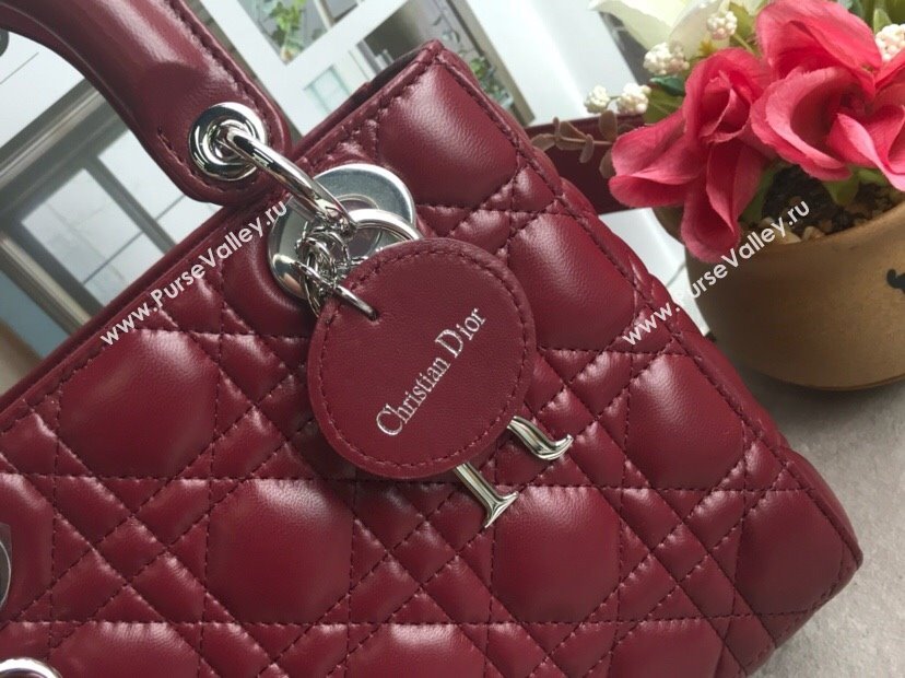Dior Small Lady Dior My ABCDior Bag in Cannage Lambskin Burgundy/Silver 2025 M0532 0806 (JPH-250806030)