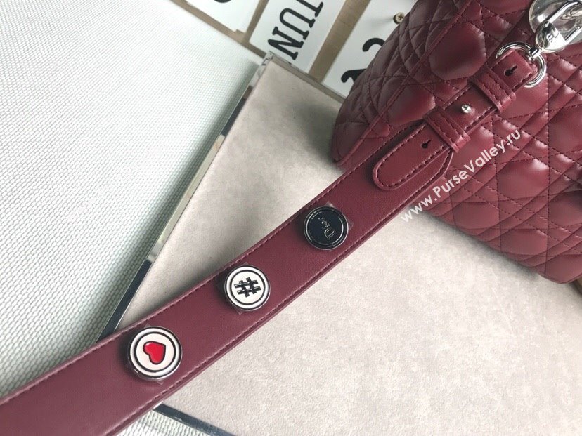 Dior Small Lady Dior My ABCDior Bag in Cannage Lambskin Burgundy/Silver 2025 M0532 0806 (JPH-250806030)
