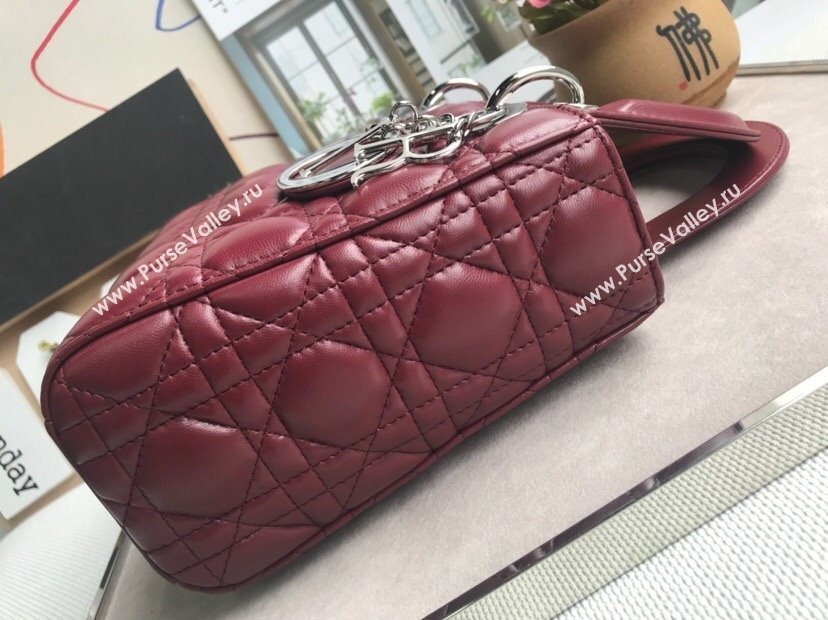 Dior Small Lady Dior My ABCDior Bag in Cannage Lambskin Burgundy/Silver 2025 M0532 0806 (JPH-250806030)