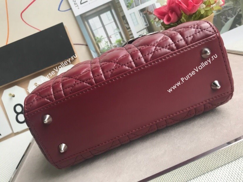 Dior Small Lady Dior My ABCDior Bag in Cannage Lambskin Burgundy/Silver 2025 M0532 0806 (JPH-250806030)