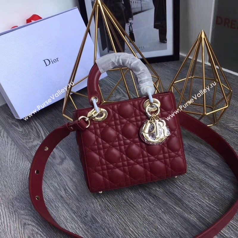 Dior Small Lady Dior My ABCDior Bag in Cannage Lambskin Burgundy/Gold 2025 M0532 0806 (JPH-250806029)