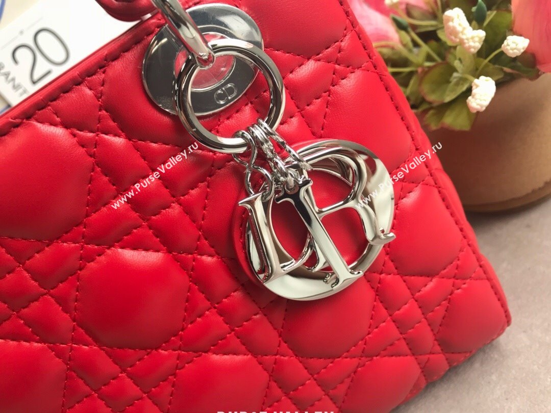 Dior Small Lady Dior My ABCDior Bag in Cannage Lambskin Red/Silver 2025 M0532 0806 (JPH-250806032)