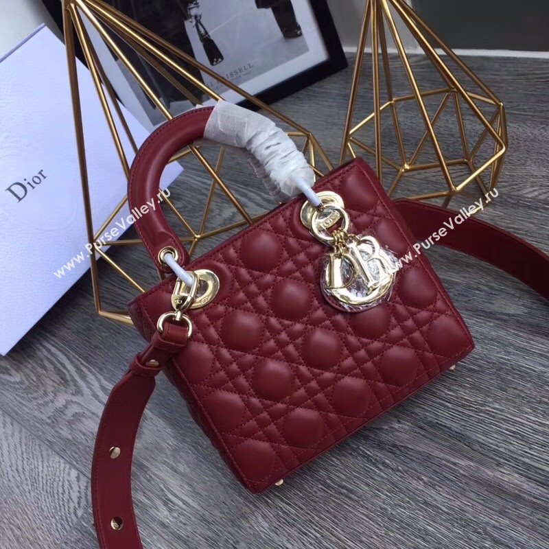 Dior Small Lady Dior My ABCDior Bag in Cannage Lambskin Burgundy/Gold 2025 M0532 0806 (JPH-250806029)