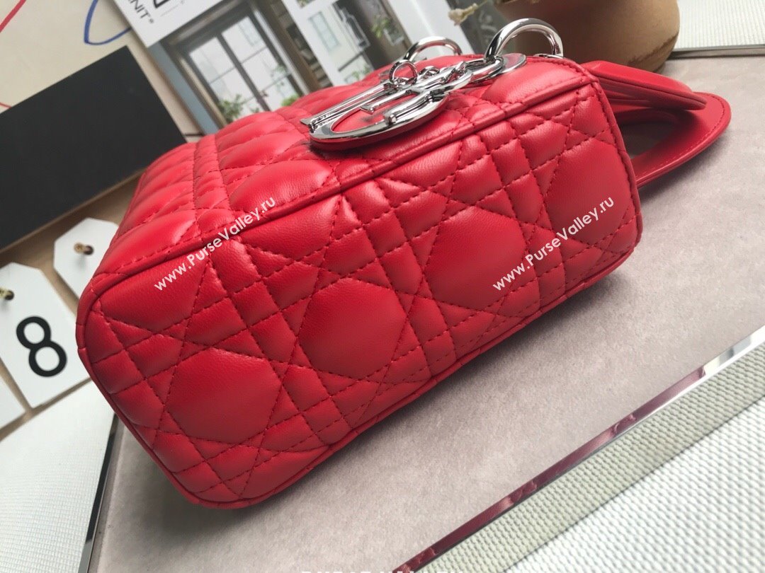 Dior Small Lady Dior My ABCDior Bag in Cannage Lambskin Red/Silver 2025 M0532 0806 (JPH-250806032)