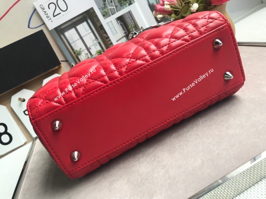 Dior Small Lady Dior My ABCDior Bag in Cannage Lambskin Red/Silver 2025 M0532 0806 (JPH-250806032)