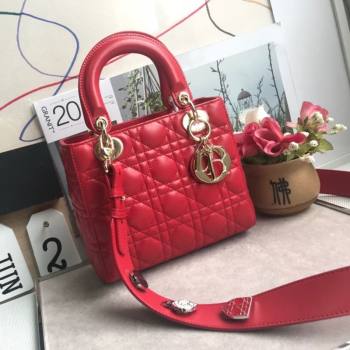 Dior Small Lady Dior My ABCDior Bag in Cannage Lambskin Red/Gold 2025 M0532 0806 (JPH-250806033)