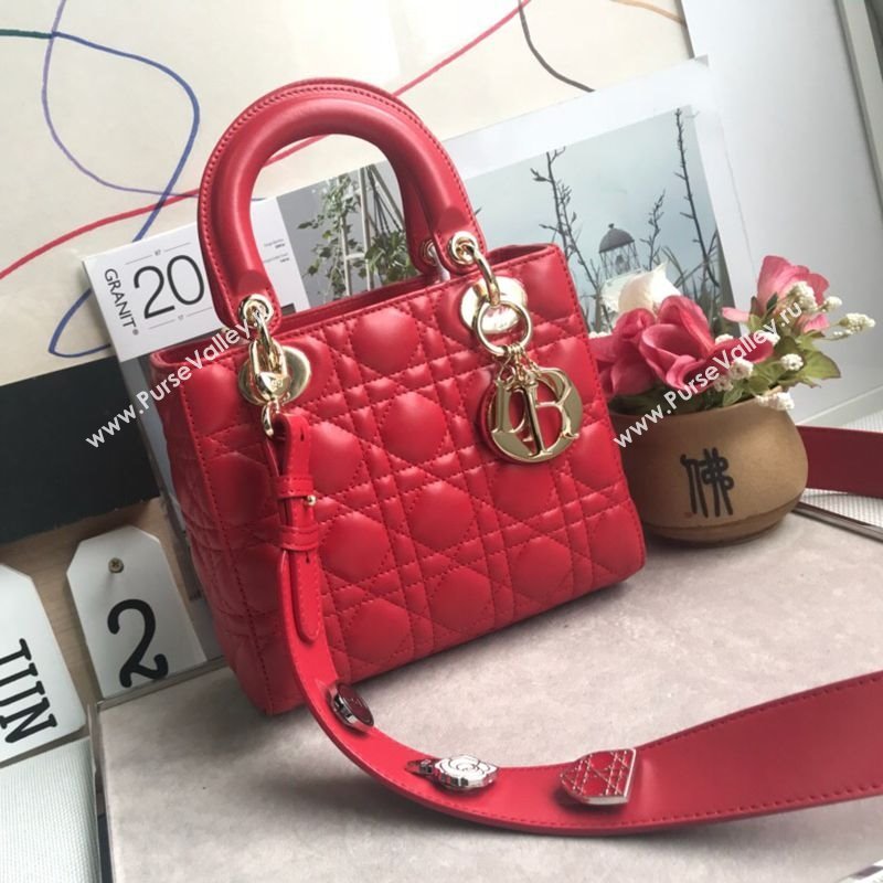 Dior Small Lady Dior My ABCDior Bag in Cannage Lambskin Red/Gold 2025 M0532 0806 (JPH-250806033)