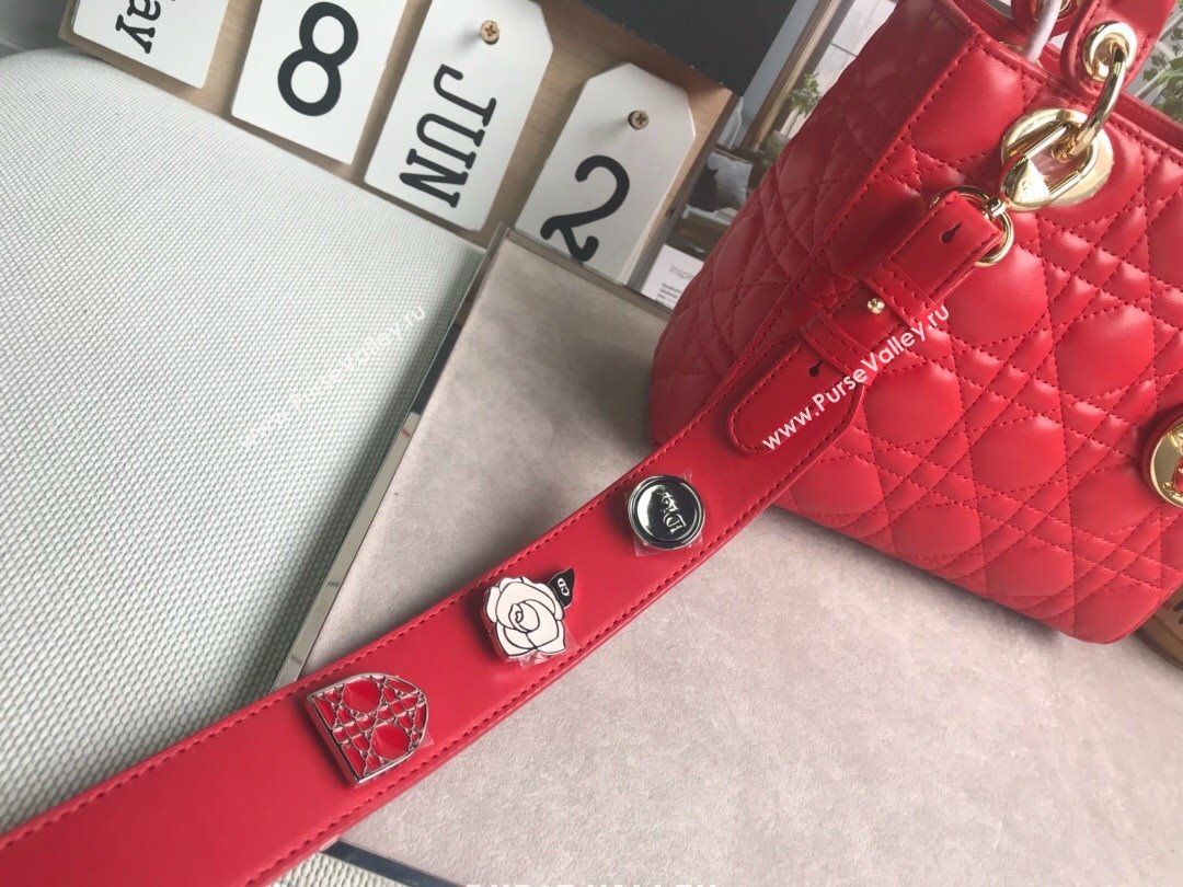 Dior Small Lady Dior My ABCDior Bag in Cannage Lambskin Red/Gold 2025 M0532 0806 (JPH-250806033)