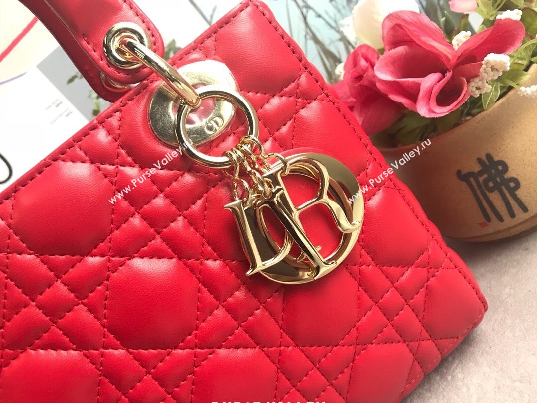 Dior Small Lady Dior My ABCDior Bag in Cannage Lambskin Red/Gold 2025 M0532 0806 (JPH-250806033)