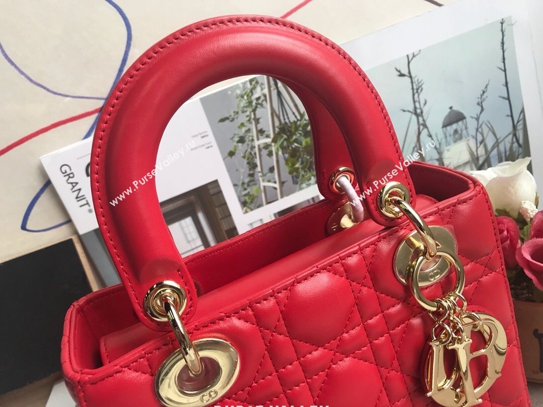 Dior Small Lady Dior My ABCDior Bag in Cannage Lambskin Red/Gold 2025 M0532 0806 (JPH-250806033)