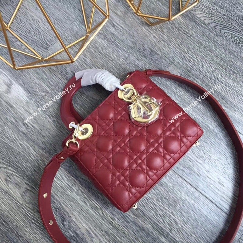 Dior Small Lady Dior My ABCDior Bag in Cannage Lambskin Burgundy/Gold 2025 M0532 0806 (JPH-250806029)