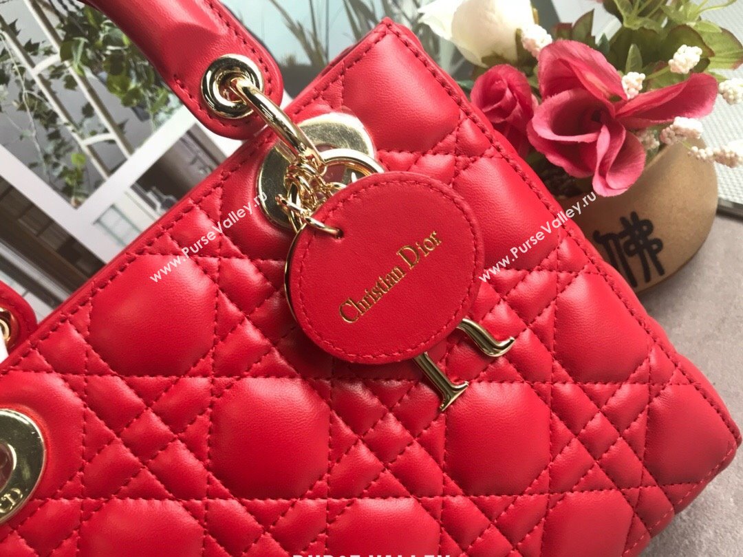 Dior Small Lady Dior My ABCDior Bag in Cannage Lambskin Red/Gold 2025 M0532 0806 (JPH-250806033)