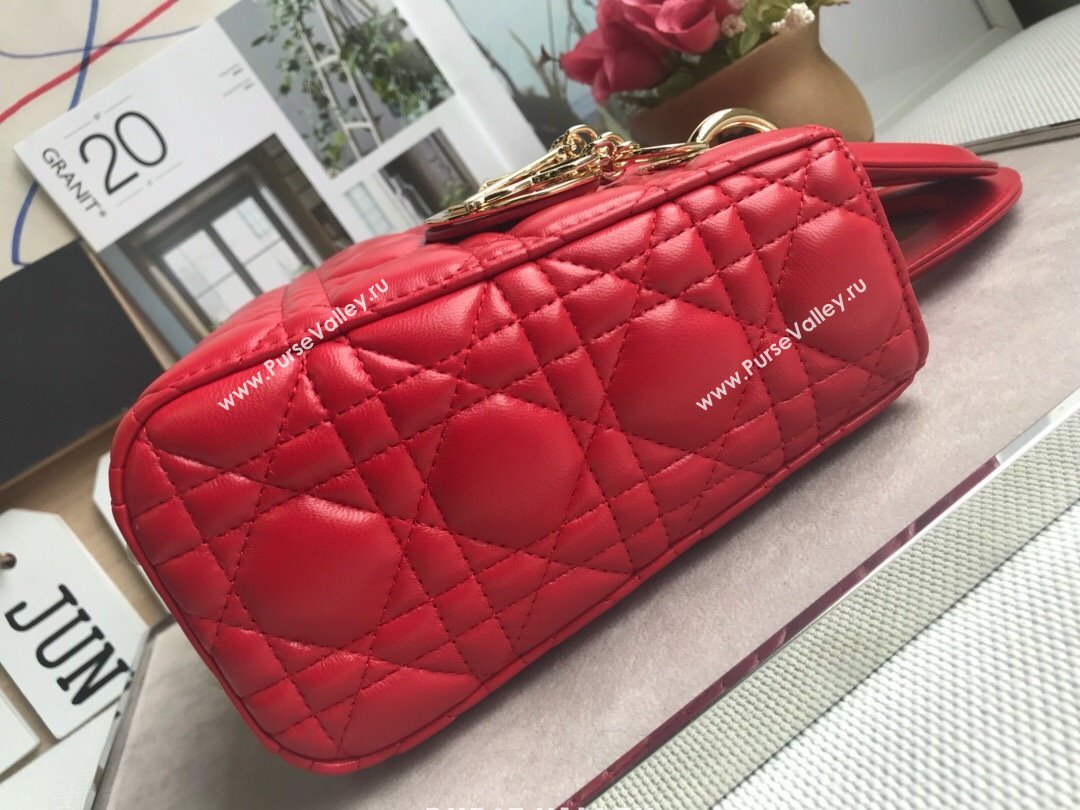 Dior Small Lady Dior My ABCDior Bag in Cannage Lambskin Red/Gold 2025 M0532 0806 (JPH-250806033)