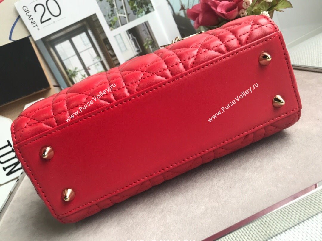 Dior Small Lady Dior My ABCDior Bag in Cannage Lambskin Red/Gold 2025 M0532 0806 (JPH-250806033)