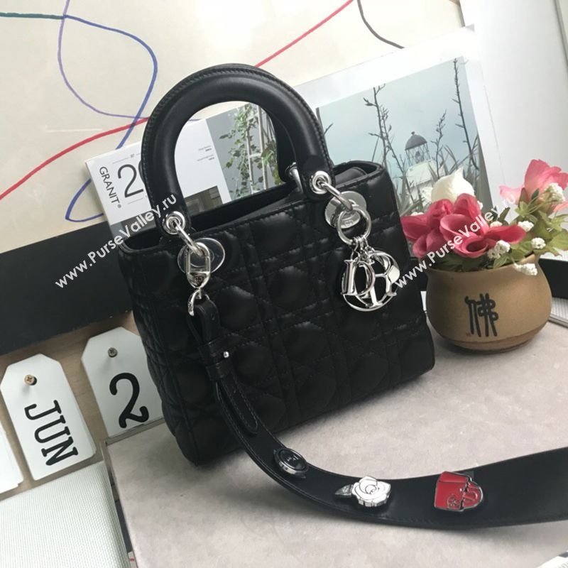 Dior Small Lady Dior My ABCDior Bag in Cannage Lambskin Black/Silver 2025 M0532 0806 (JPH-250806034)