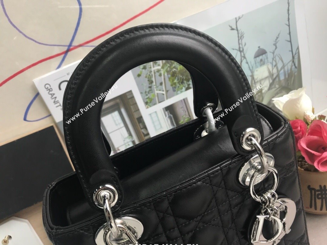 Dior Small Lady Dior My ABCDior Bag in Cannage Lambskin Black/Silver 2025 M0532 0806 (JPH-250806034)