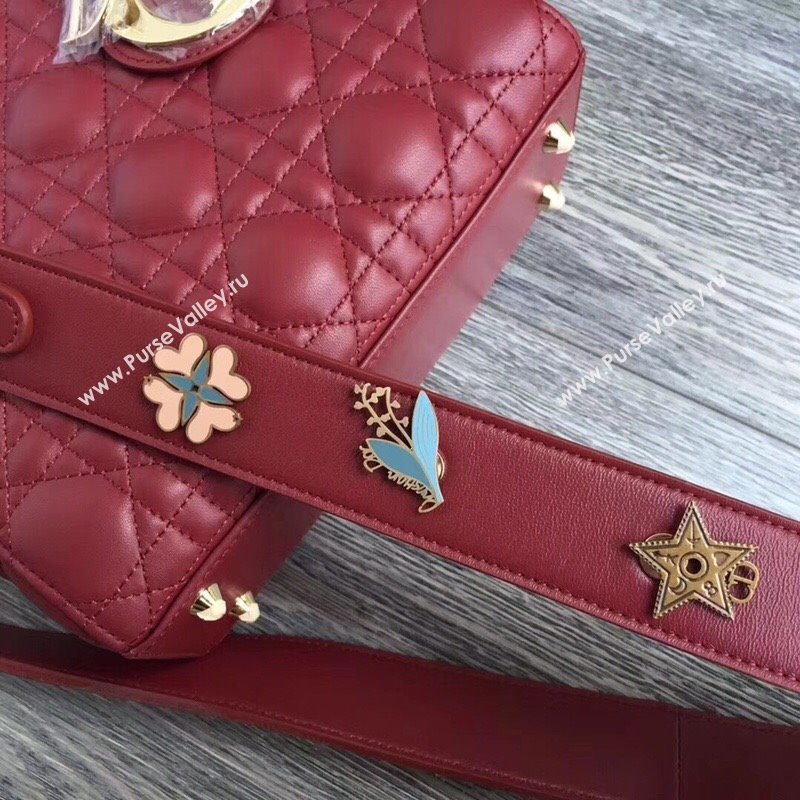 Dior Small Lady Dior My ABCDior Bag in Cannage Lambskin Burgundy/Gold 2025 M0532 0806 (JPH-250806029)