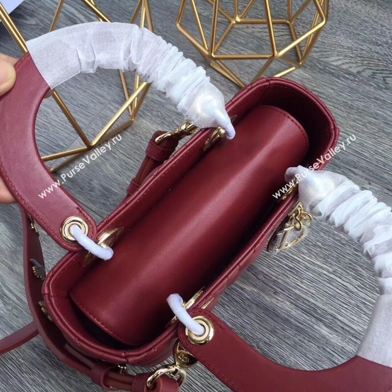 Dior Small Lady Dior My ABCDior Bag in Cannage Lambskin Burgundy/Gold 2025 M0532 0806 (JPH-250806029)