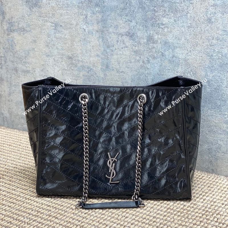 Saint Laurent NIKI shopping bag in vintage leather Black/Silver 2026 871151 (MHUI-260403084)