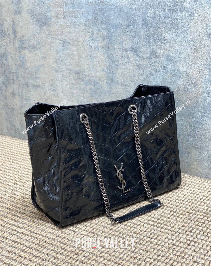 Saint Laurent NIKI shopping bag in vintage leather Black/Silver 2026 871151 (MHUI-260403084)