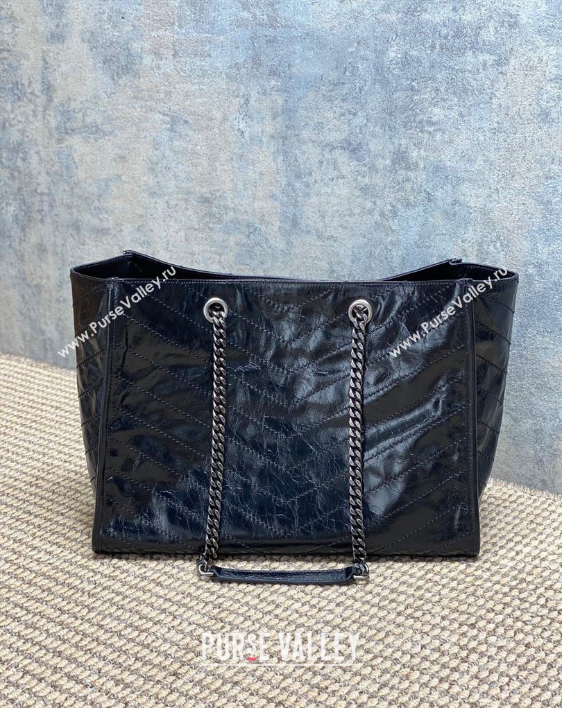 Saint Laurent NIKI shopping bag in vintage leather Black/Silver 2026 871151 (MHUI-260403084)