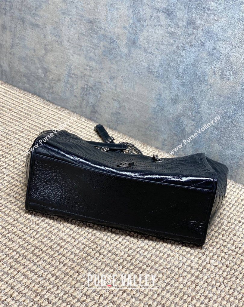 Saint Laurent NIKI shopping bag in vintage leather Black/Silver 2026 871151 (MHUI-260403084)