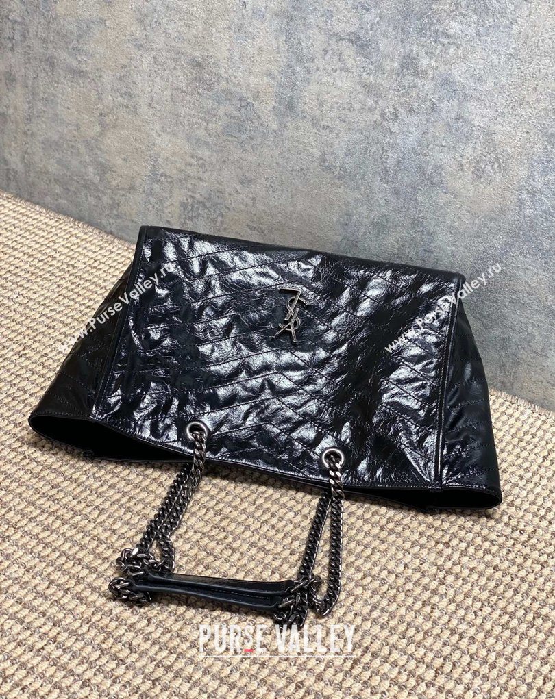 Saint Laurent NIKI shopping bag in vintage leather Black/Silver 2026 871151 (MHUI-260403084)