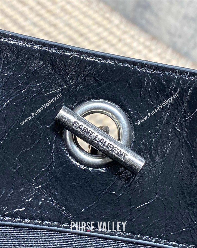 Saint Laurent NIKI shopping bag in vintage leather Black/Silver 2026 871151 (MHUI-260403084)