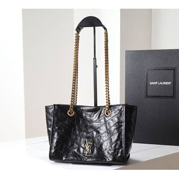 Saint Laurent NIKI small shopping bag in vintage leather Black/Gold 2026 872680 (MHUI-260403077)