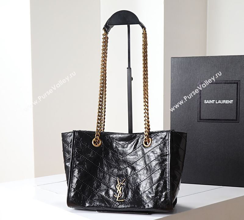Saint Laurent NIKI small shopping bag in vintage leather Black/Gold 2026 872680 (MHUI-260403077)