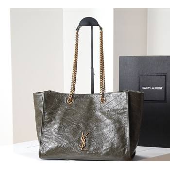 Saint Laurent NIKI shopping bag in vintage leather Green 2026 871151 (MHUI-260403086)