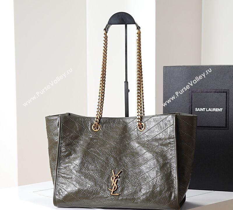 Saint Laurent NIKI shopping bag in vintage leather Green 2026 871151 (MHUI-260403086)