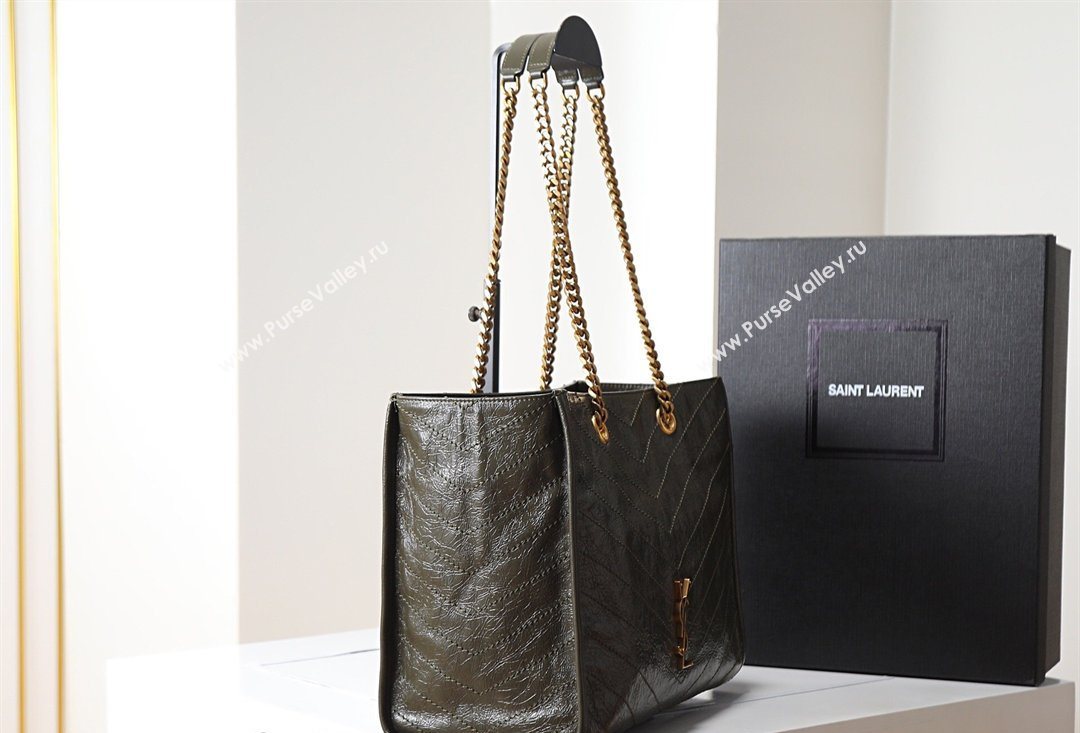 Saint Laurent NIKI shopping bag in vintage leather Green 2026 871151 (MHUI-260403086)
