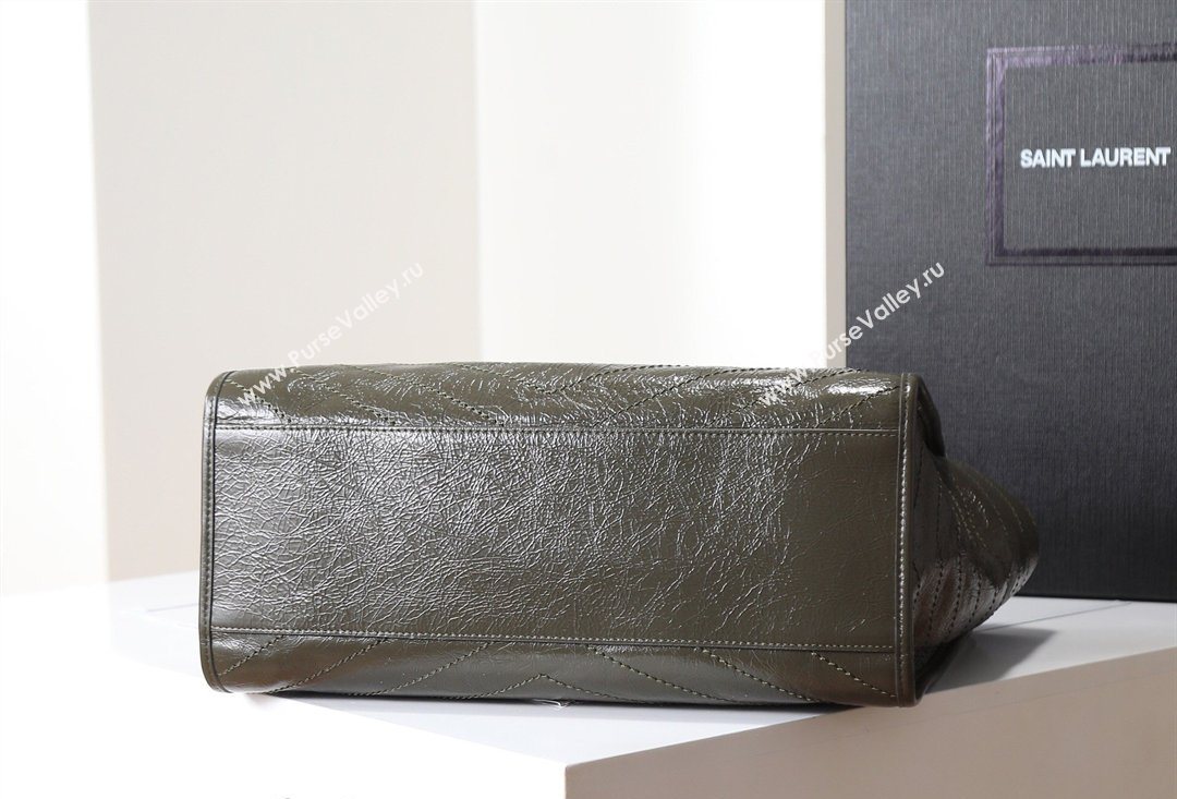 Saint Laurent NIKI shopping bag in vintage leather Green 2026 871151 (MHUI-260403086)