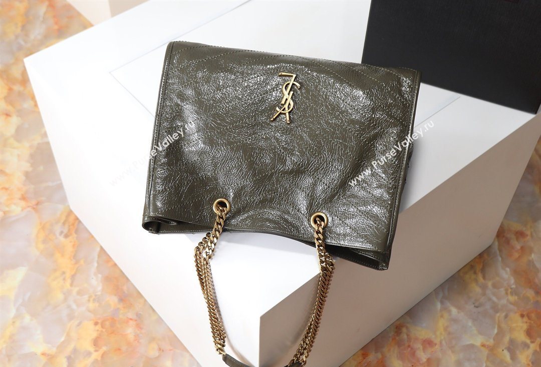 Saint Laurent NIKI shopping bag in vintage leather Green 2026 871151 (MHUI-260403086)