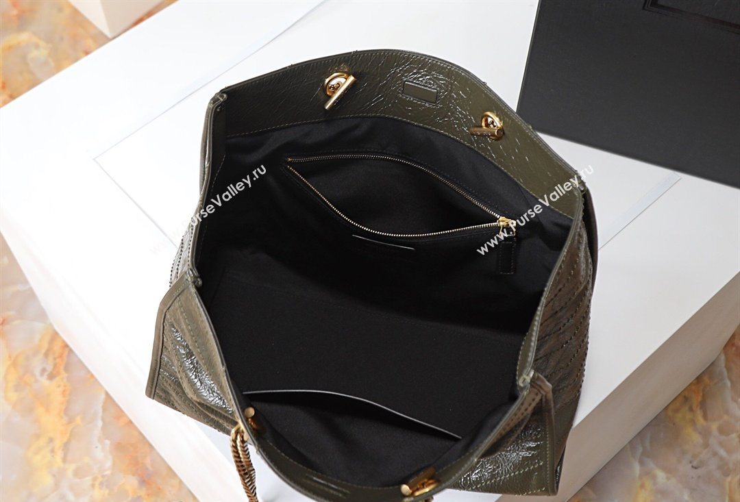 Saint Laurent NIKI shopping bag in vintage leather Green 2026 871151 (MHUI-260403086)