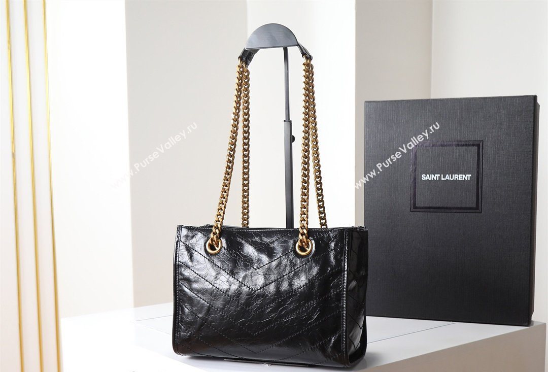 Saint Laurent NIKI small shopping bag in vintage leather Black/Gold 2026 872680 (MHUI-260403077)