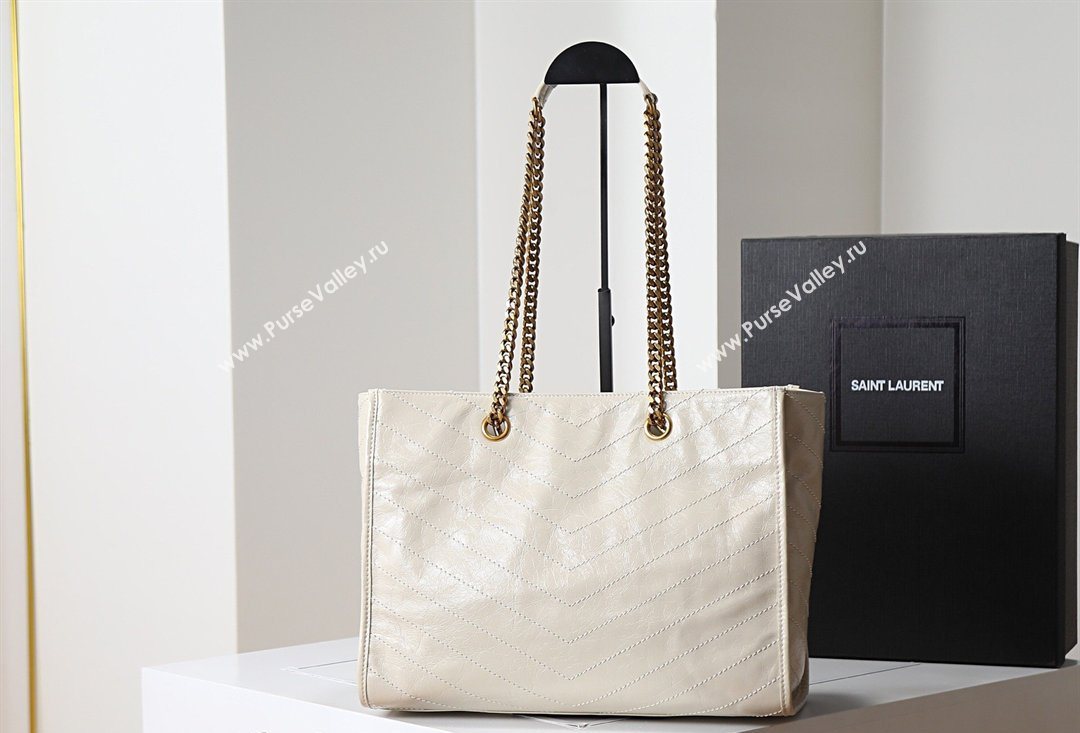 Saint Laurent NIKI shopping bag in vintage leather White 2026 871151 (MHUI-260403087)