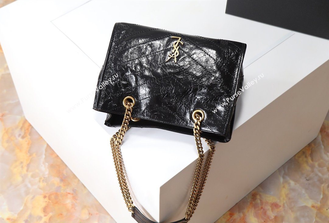 Saint Laurent NIKI small shopping bag in vintage leather Black/Gold 2026 872680 (MHUI-260403077)