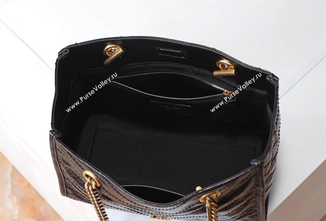 Saint Laurent NIKI small shopping bag in vintage leather Black/Gold 2026 872680 (MHUI-260403077)