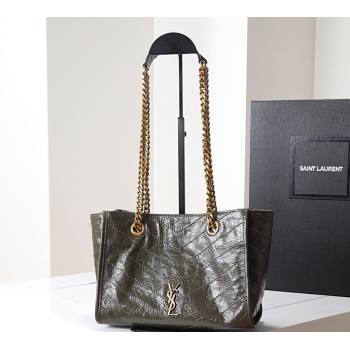 Saint Laurent NIKI small shopping bag in vintage leather Green 2026 872680 (MHUI-260403078)