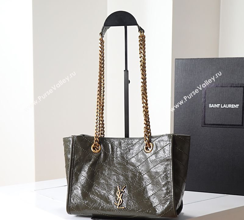Saint Laurent NIKI small shopping bag in vintage leather Green 2026 872680 (MHUI-260403078)